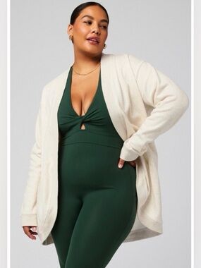 Fabletics Cozy Fleece Buttery Soft Cardigan in Oatmeal Heather, 2X, NWT